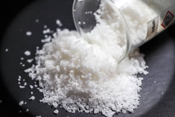 white sodium for industrial and laboratory use on black background